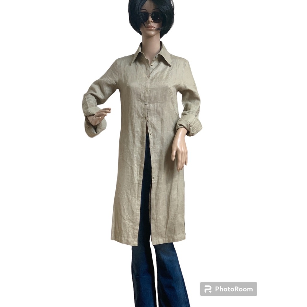 Vertigo light khaki linen long shirt tunic, 36